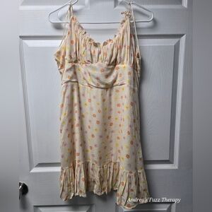 Elodie Dress Peach W Multicolored Floral Pattern